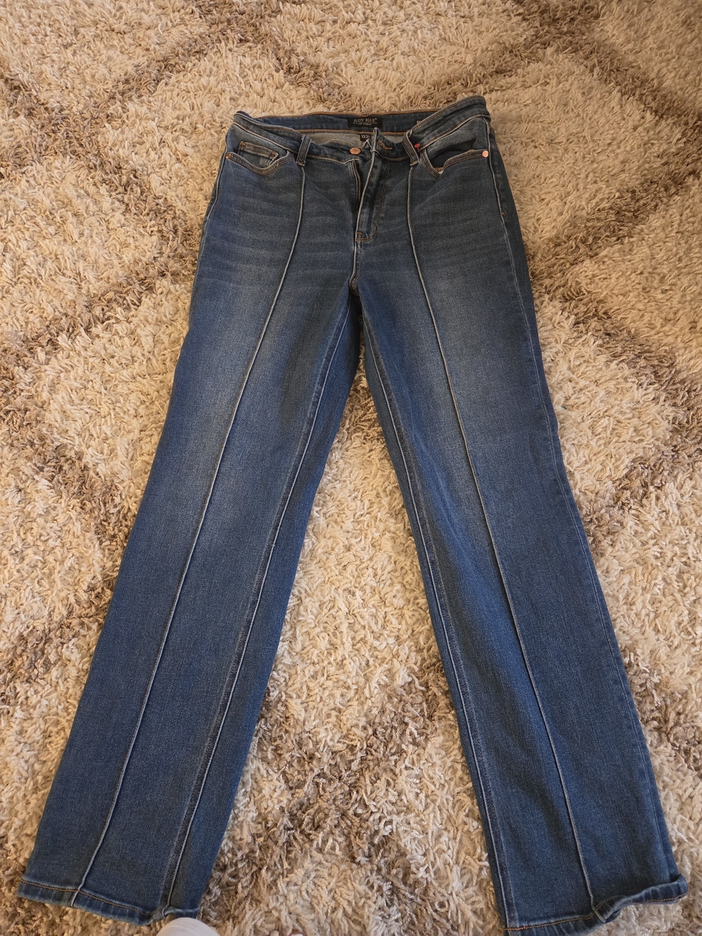 Judy Blue Mid Wash Straight Leg Jeans with Center Seams